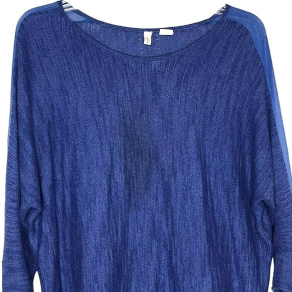 Moth for Anthropologie Lightweight Sweater with Sheer Sleeve Detail - Blues - L - Picture 3 of 13